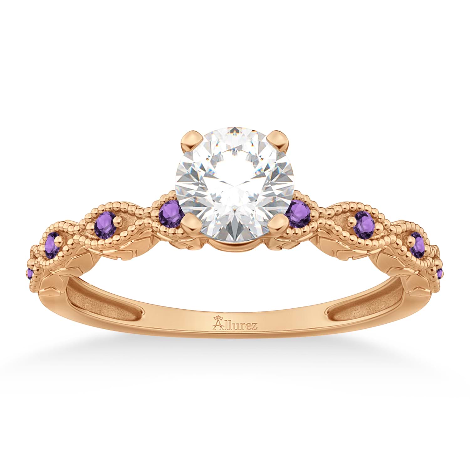 Vintage Marquise Amethyst Engagement Ring 14k Rose Gold (0.18ct)