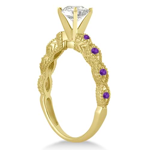 Antique Amethyst Bridal Set Marquise Shape 18K Yellow Gold 0.36ct