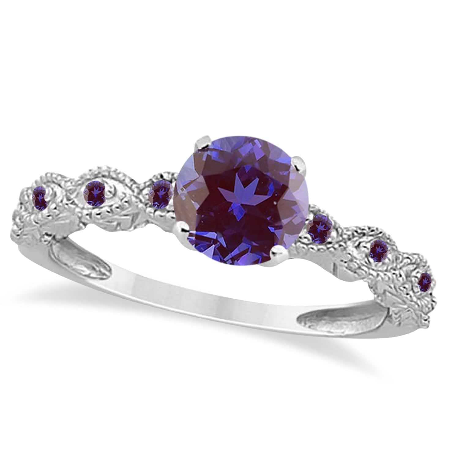 Vintage Style Alexandrite & Diamond Engagement Ring in Platinum (1.18ct)