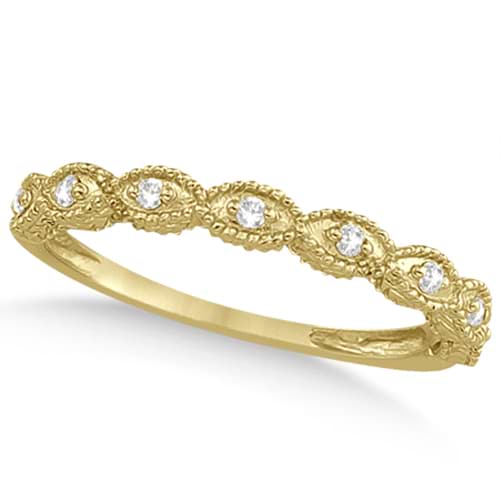 Antique Marquise Shape Diamond Wedding Ring 14k Yellow Gold (0.10ct)