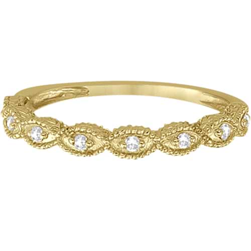 Antique Marquise Shape Diamond Wedding Ring 18k Yellow Gold (0.10ct)