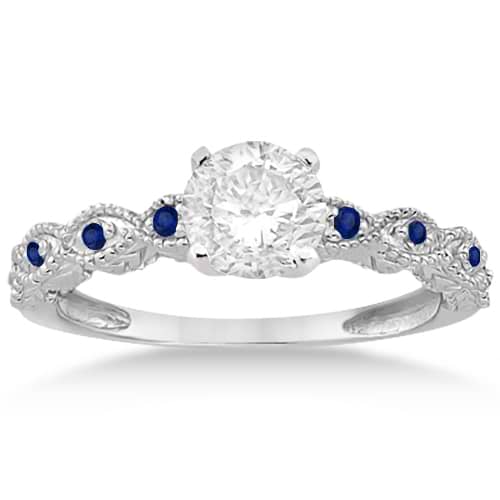 Vintage Marquise Blue Sapphire Engagement Ring Palladium (0.18ct)