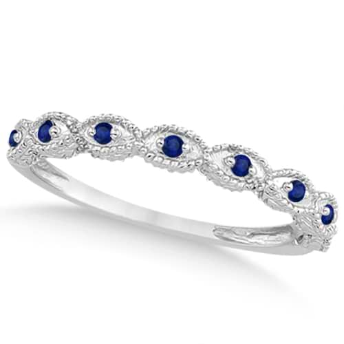 Antique Marquise Shape Blue Sapphire Wedding Ring Palladium (0.18ct)