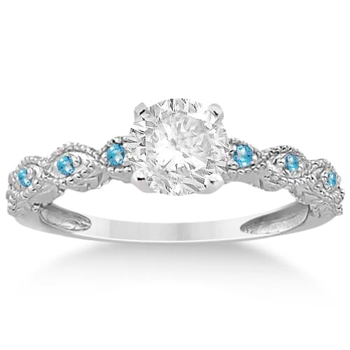 Vintage Marquise Blue Topaz Engagement Ring Palladium (0.18ct)