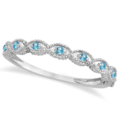 Antique Blue Topaz Bridal Set Marquise Shape Palladium 0.36ct