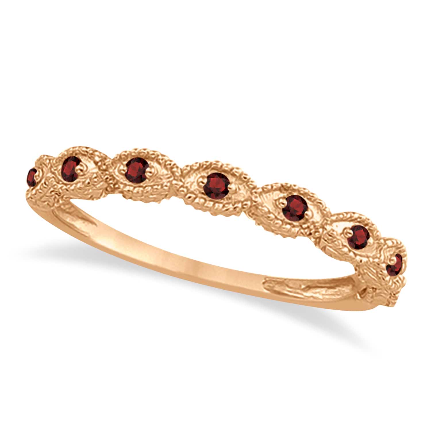 Antique Marquise Shape Garnet Wedding Ring 14k Rose Gold (0.18ct)