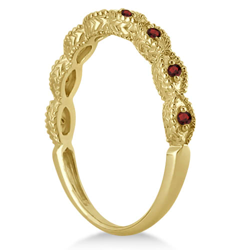 Antique Marquise Shape Garnet Wedding Ring 14k Yellow Gold (0.18ct)