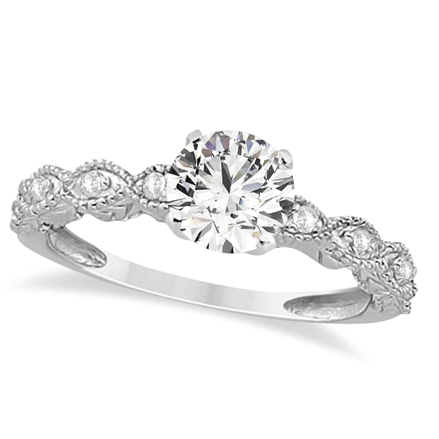 Vintage Style Moissanite Engagement Ring in 14k White Gold (1.18ct)