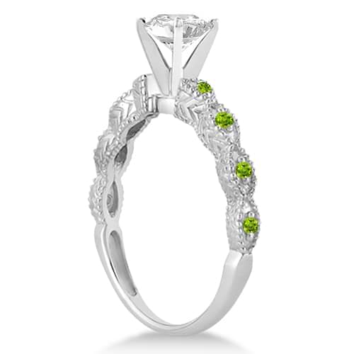 Antique Peridot Bridal Set Marquise Shape Palladium 0.36ct