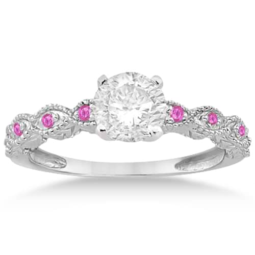 Vintage Marquise Pink Sapphire Engagement Ring Platinum (0.18ct)