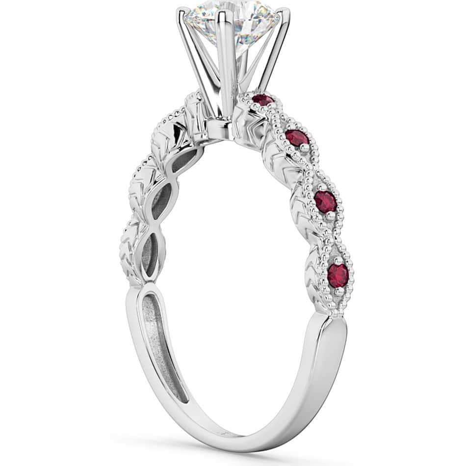 Vintage Marquise Ruby Engagement Ring 14k White Gold (0.18ct)