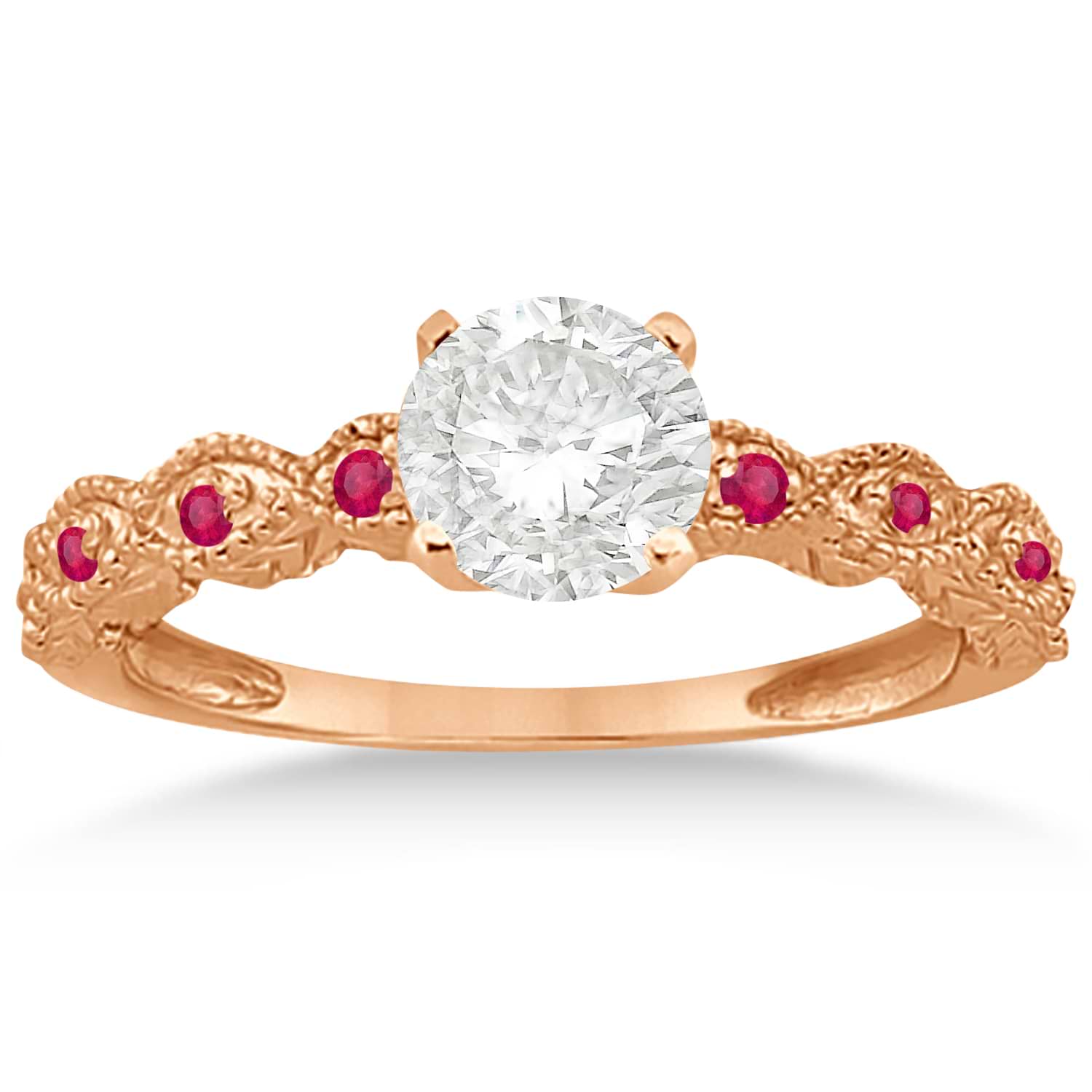 Antique Ruby Engagement Ring and Wedding Band 14k Rose Gold (0.36ct)