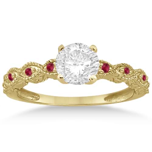 Antique Ruby Engagement Ring and Wedding Band 18k Yellow Gold (0.36ct)