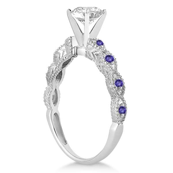 Rings : Antique-Style Tanzanite Paisley Ring in 14K White ...