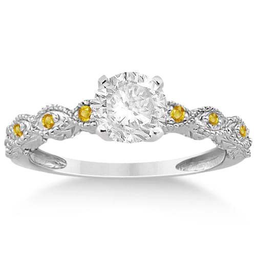 Vintage Marquise Yellow Sapphire Engagement Ring Palladium (0.18ct)