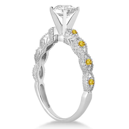 Vintage Marquise Yellow Sapphire Engagement Ring Palladium (0.18ct)