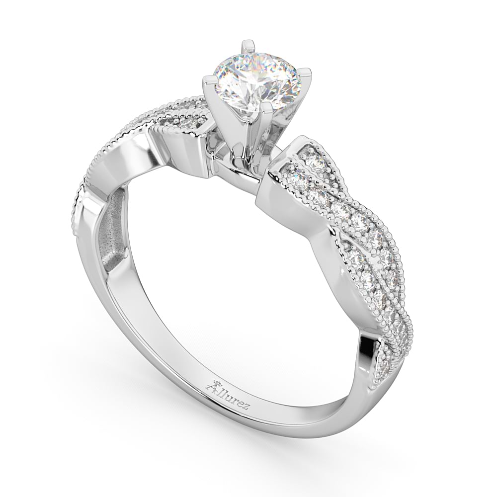 Infinity Twisted Diamond Engagement Ring 14k White Gold (0.25ct)