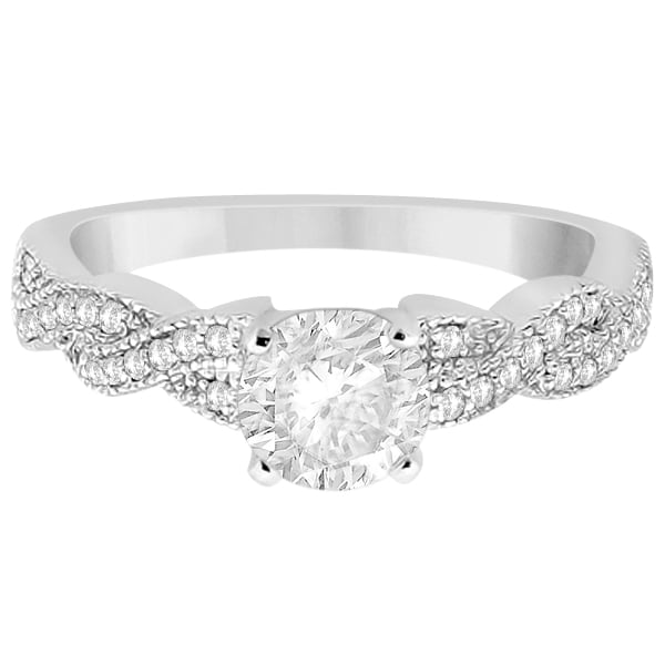 Infinity Twisted Diamond Engagement Ring 14k White Gold (0.25ct)