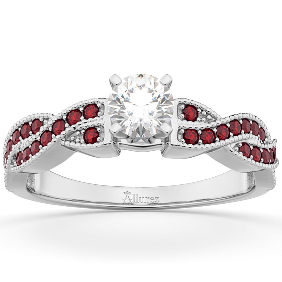 Infinity Style Twisted Ruby Engagement Ring 14k White Gold (0.25ct)
