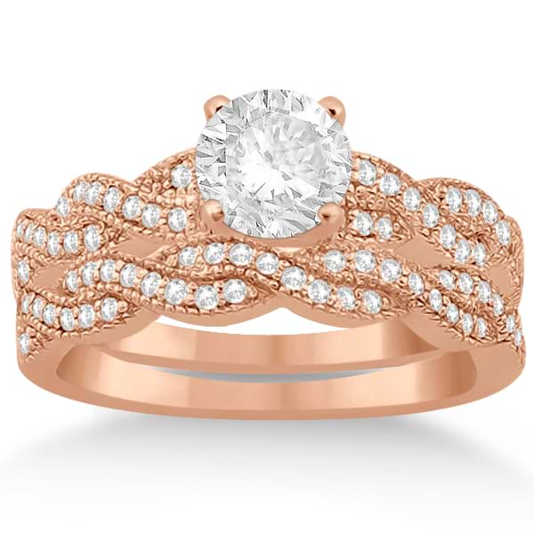 Infinity Style Bridal Set w/ Diamond Accents 14k Rose Gold (0.55ct)
