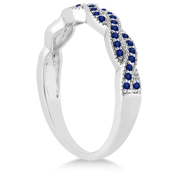 Infinity Twisted Blue Sapphire Bridal Set Setting in Palladium (0.55ct)