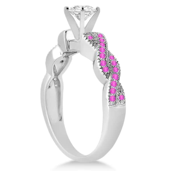 Infinity Twisted Pink Sapphire Bridal Set Setting 14k W Gold (0.55ct)