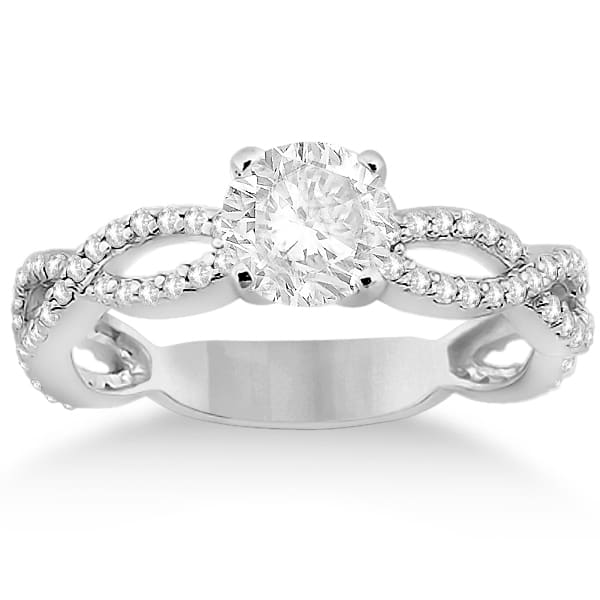 Pave Diamond Infinity Eternity Engagement Ring 18k White Gold (0.40ct)