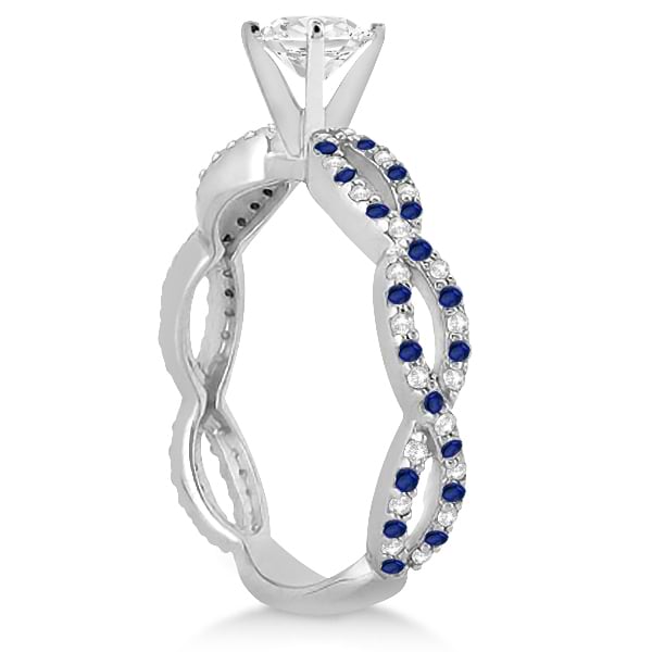 Pave Diamond & Blue Sapphire Infinity Eternity Engagement Ring 14k White Gold (0.40ct)