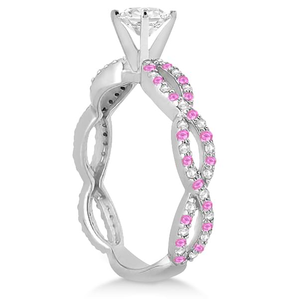 Pave Diamond & Pink Sapphire Infinity Eternity Engagement Ring 18k White Gold (0.40ct)