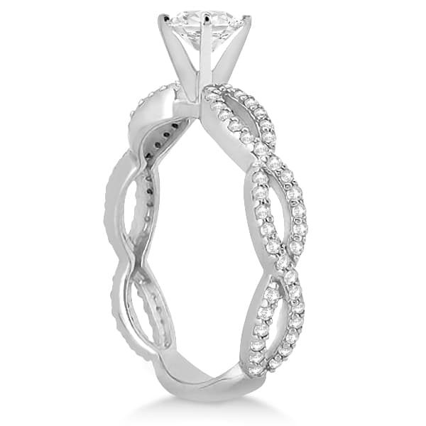 Infinity Diamond Engagement Ring with Band 18k White Gold (0.65ct)