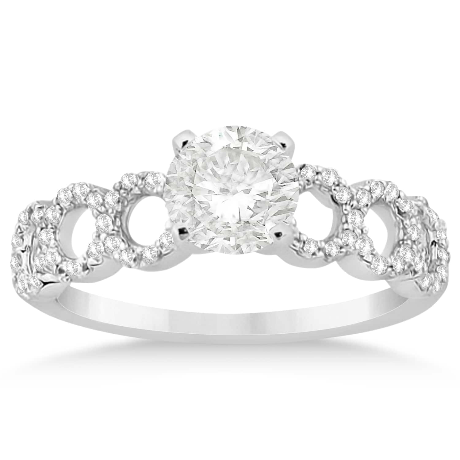 Diamond Twisted Engagement Ring Setting 18k White Gold 0.28ct