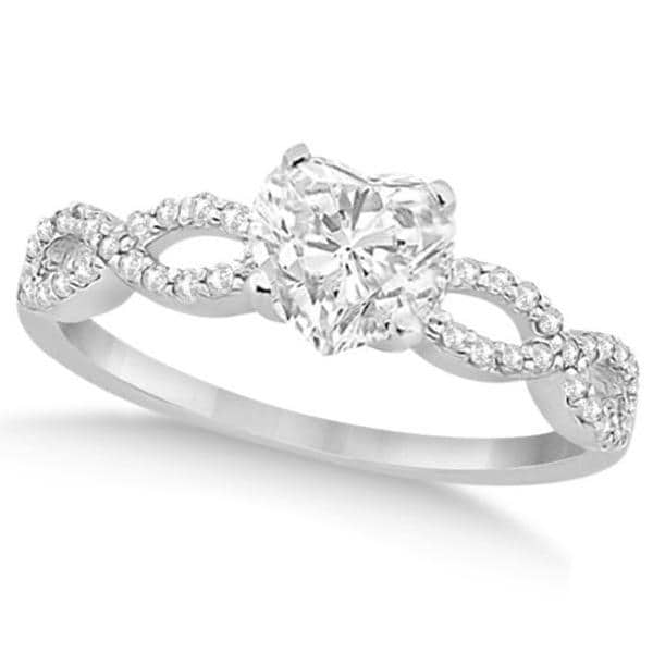 Twisted Infinity Heart Diamond Engagement Ring 14k White Gold (0.50ct)
