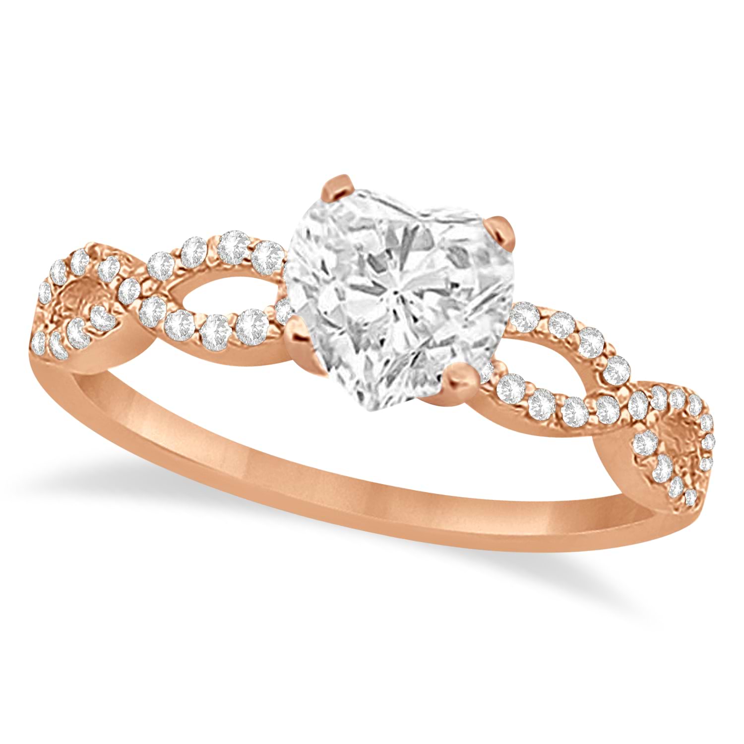 Twisted Infinity Heart Diamond Engagement Ring 18k Rose Gold (0.50ct)