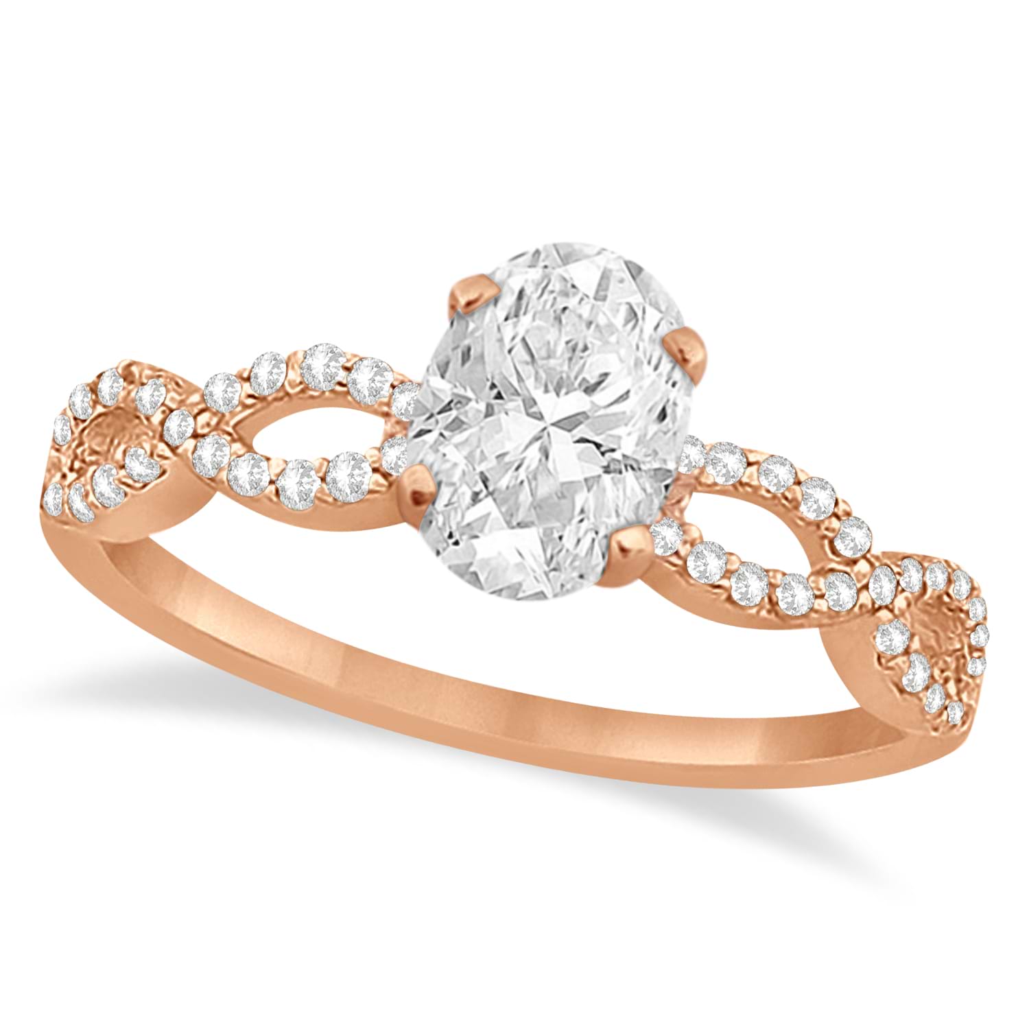 Twisted Infinity Oval Diamond Engagement Ring 18k Rose Gold (0.50ct)