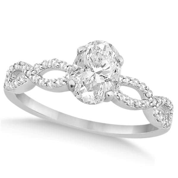 Twisted Infinity Oval Diamond Engagement Ring 18k White Gold (0.50ct)