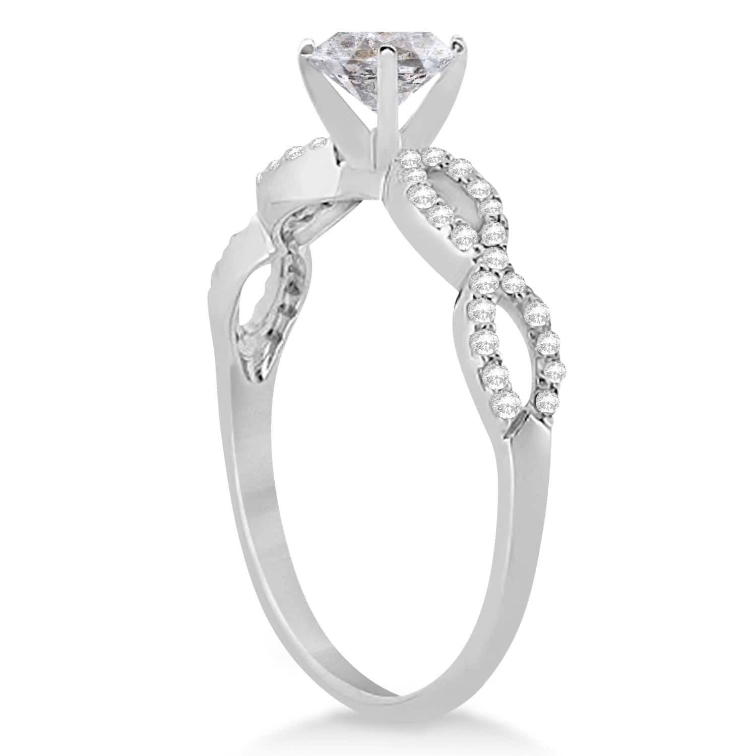 Twisted Infinity Round Salt & Pepper Diamond Engagement Ring 14k White Gold (1.50ct)