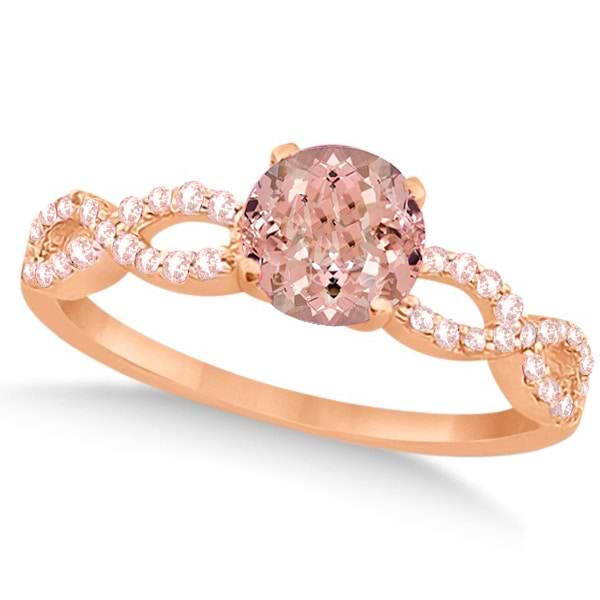 Infinity Diamond & Morganite Engagement Ring 14K Rose Gold 1.05ct