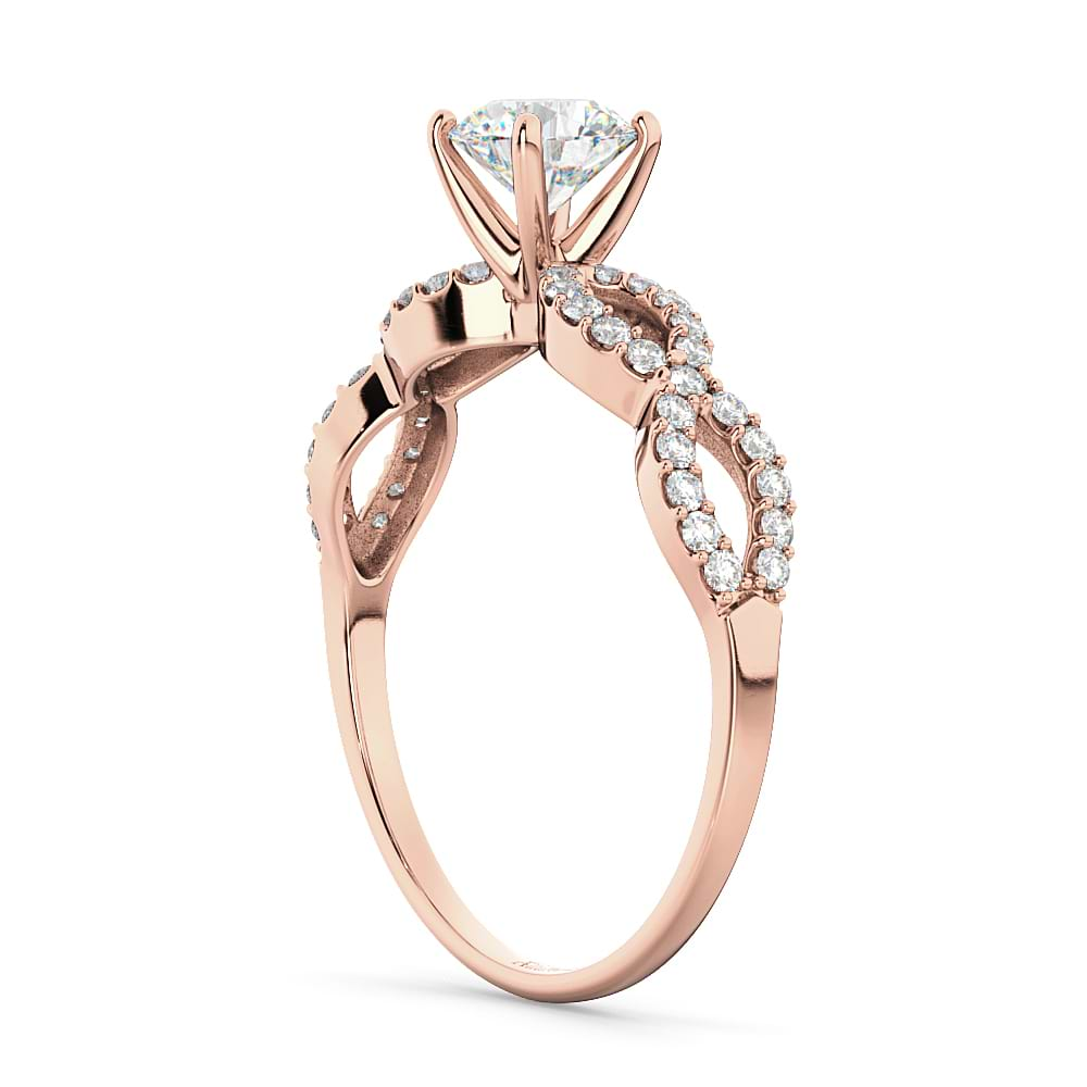 Twisted Infinity Diamond Engagement Ring Setting 14K Rose Gold (0.21ct)