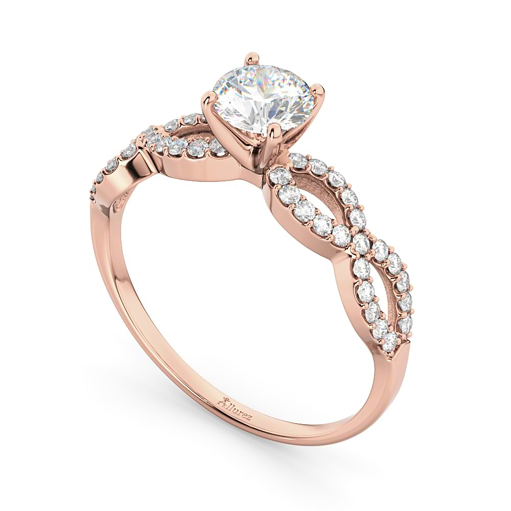 Twisted Infinity Diamond Engagement Ring Setting 14K Rose Gold (0.21ct)