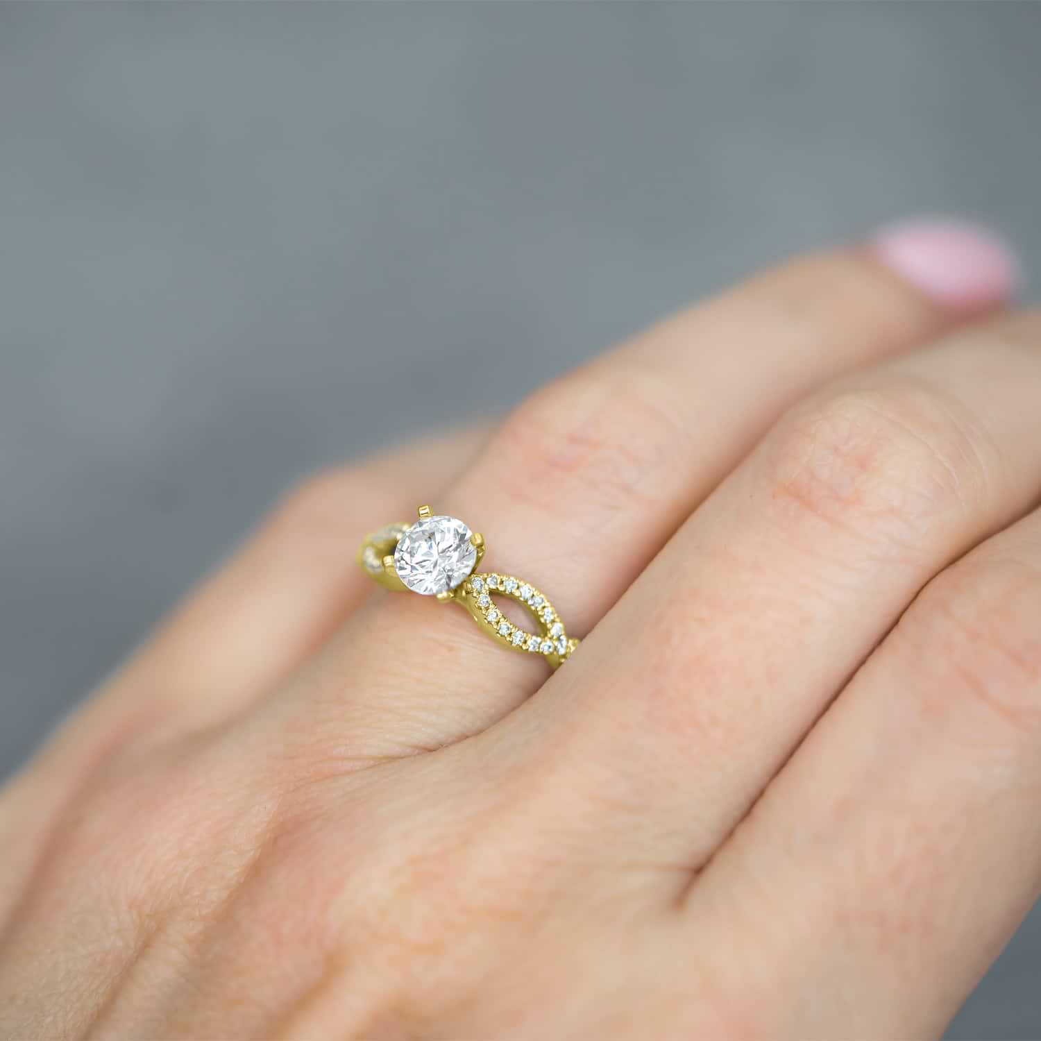 Twisted Infinity Diamond Engagement Ring Setting 14K Yellow Gold (0.21ct)