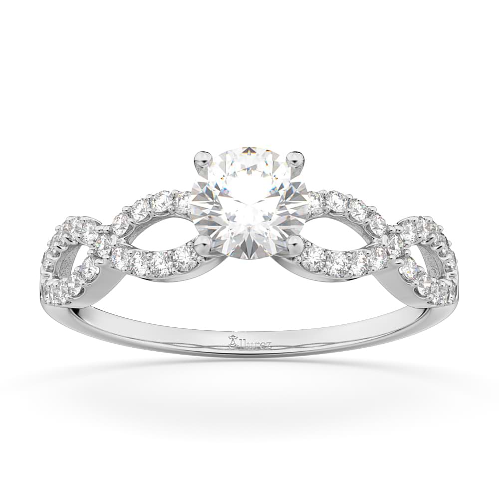 Twisted Infinity Diamond Engagement Ring Setting 18K White Gold (0.21ct)