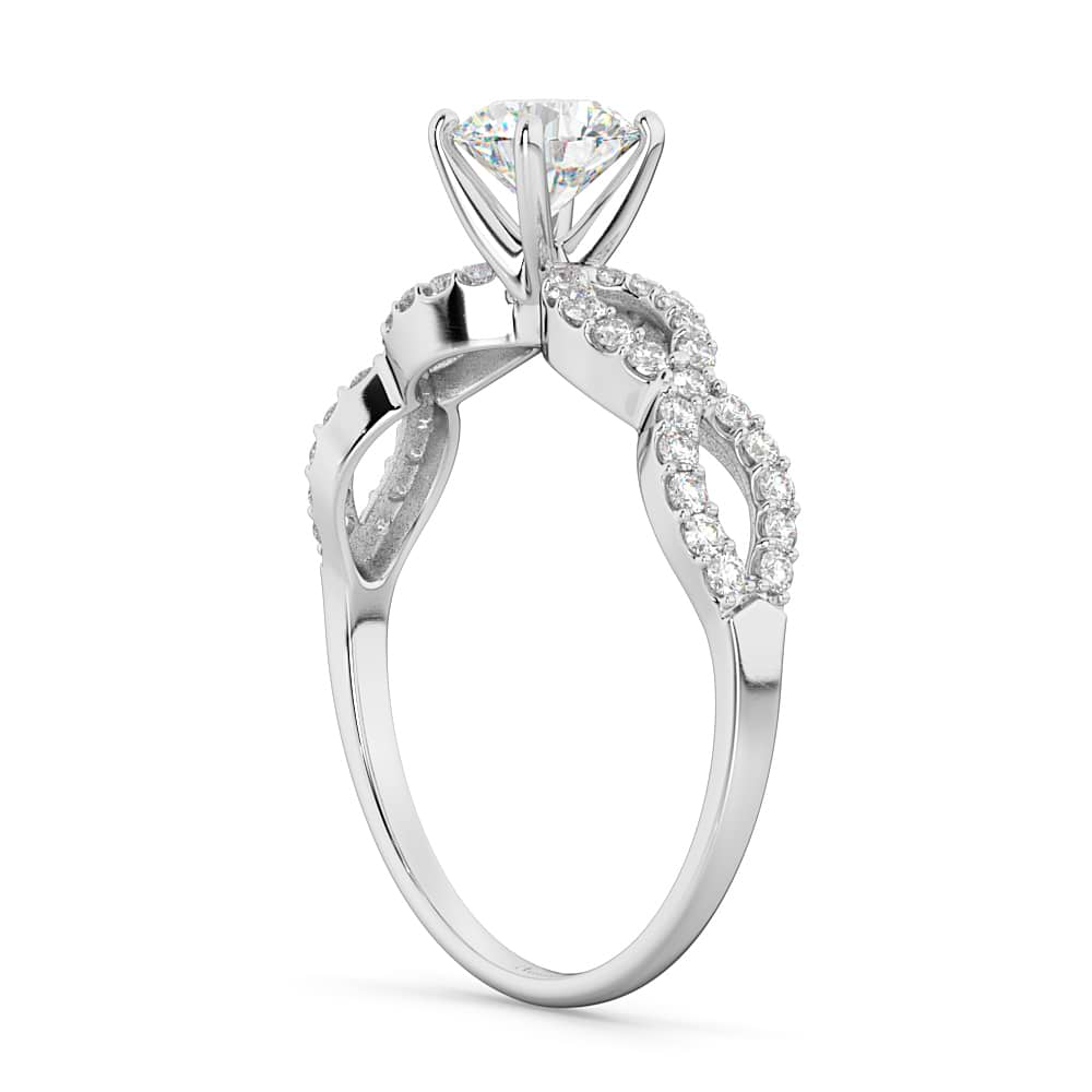 Twisted Infinity Diamond Engagement Ring Setting 18K White Gold (0.21ct)