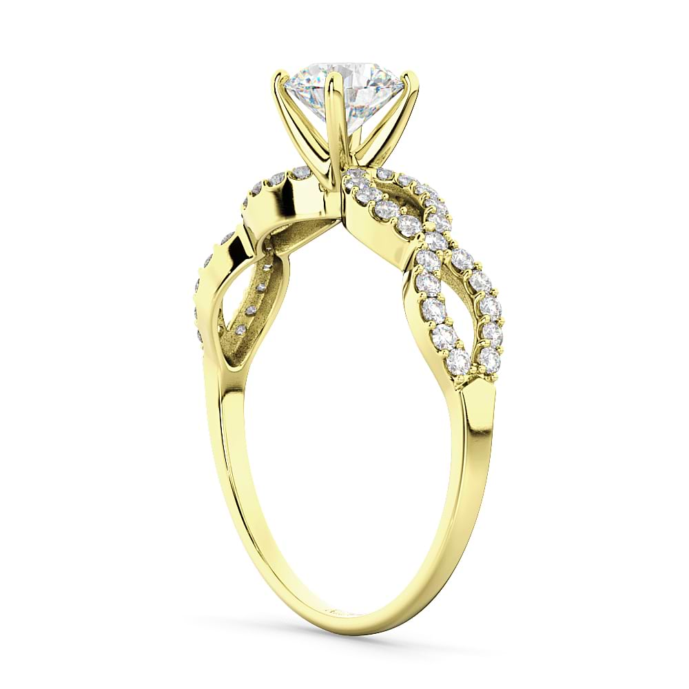 Twisted Infinity Diamond Engagement Ring Setting 18K Yellow Gold (0.21ct)