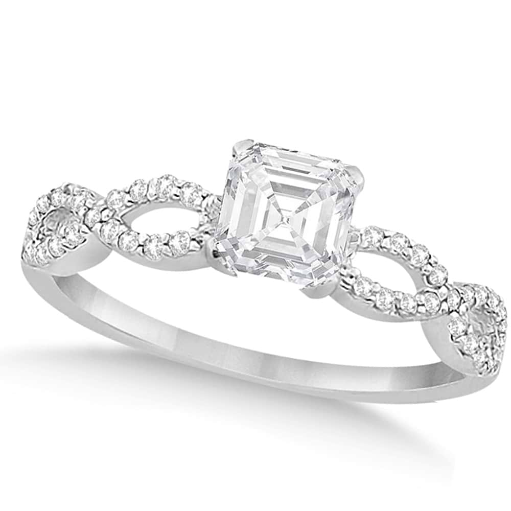 Infinity Asscher-cut Diamond Engagement Ring 14k White Gold (0.50ct)