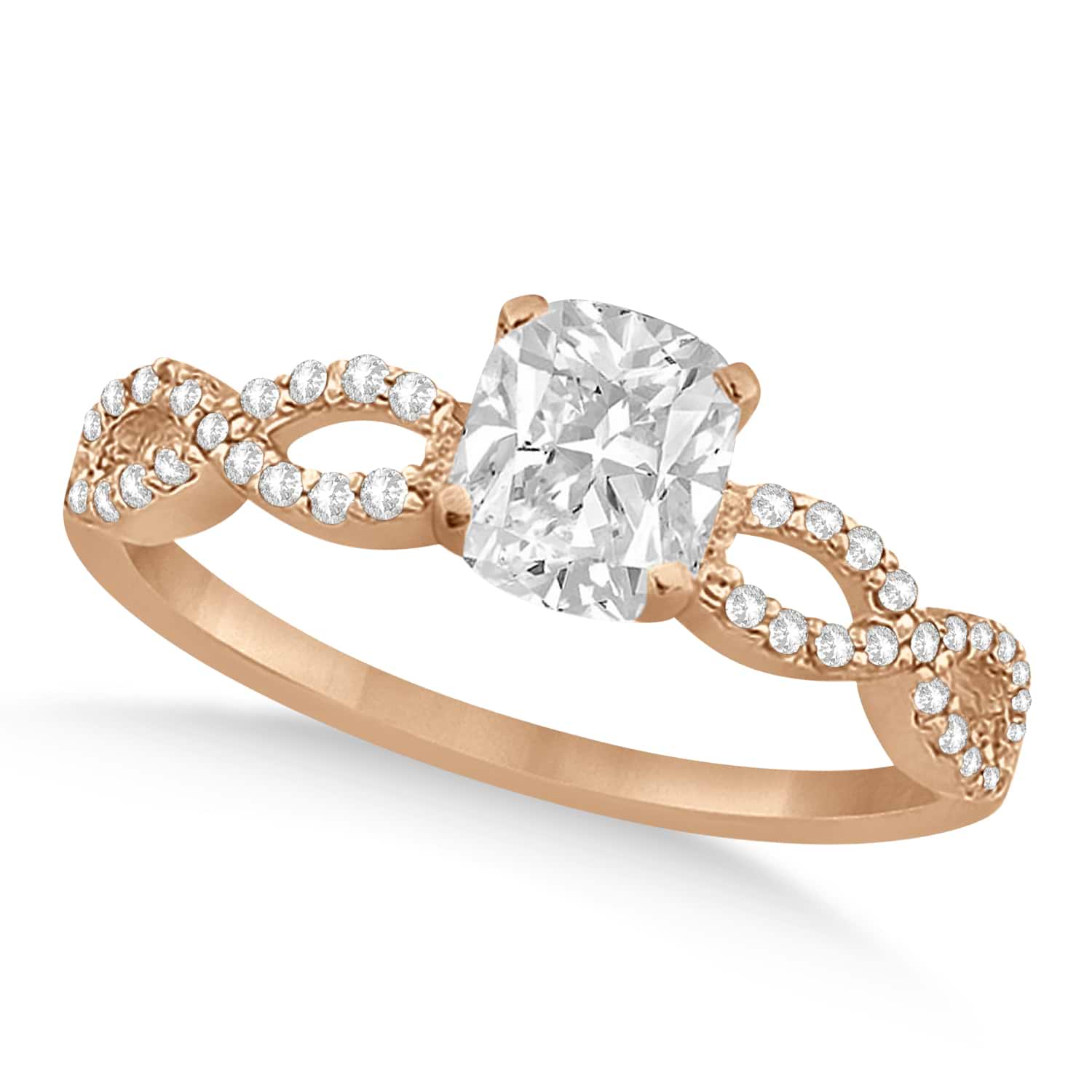 Infinity Cushion-Cut Diamond Engagement Ring 18k Rose Gold (0.50ct)