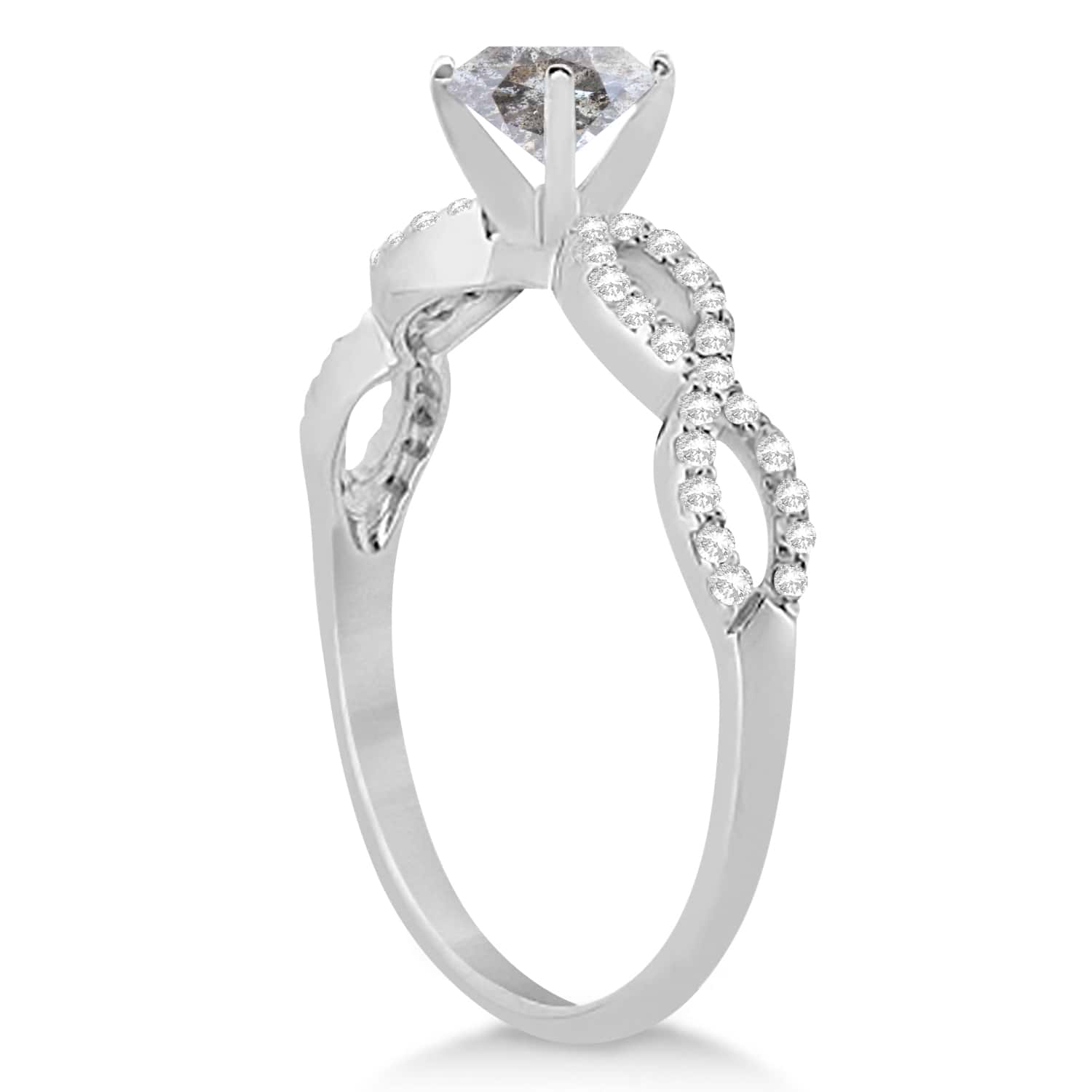 Infinity Cushion-Cut Salt & Pepper Diamond Engagement Ring 14k White Gold (0.50ct)