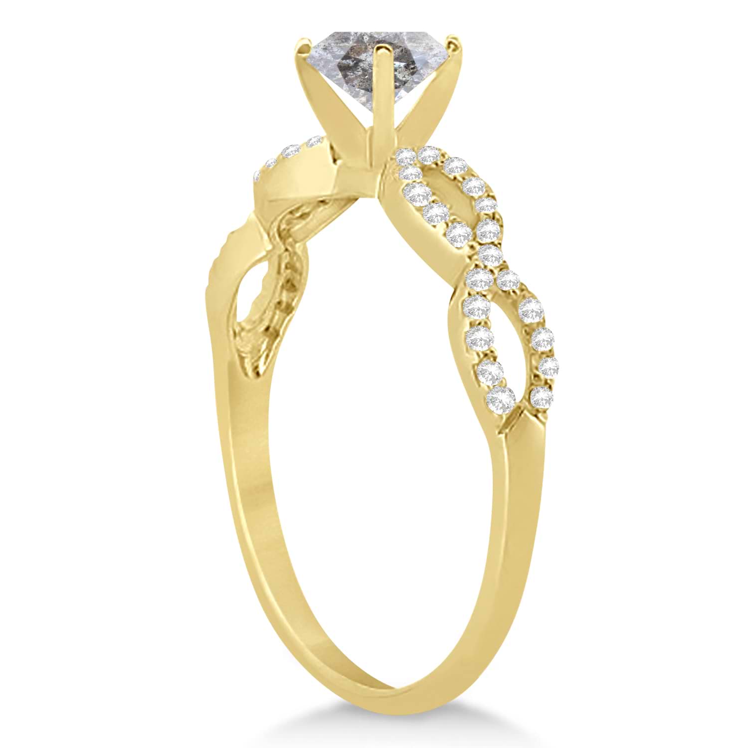 Infinity Cushion-Cut Salt & Pepper Diamond Engagement Ring 14k Yellow Gold (0.50ct)