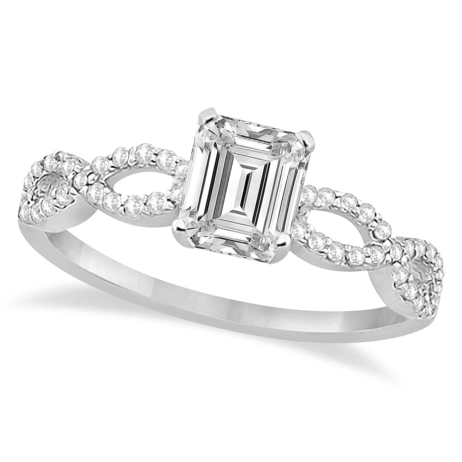 Infinity Emerald-Cut Diamond Engagement Ring 14k White Gold (0.50ct)