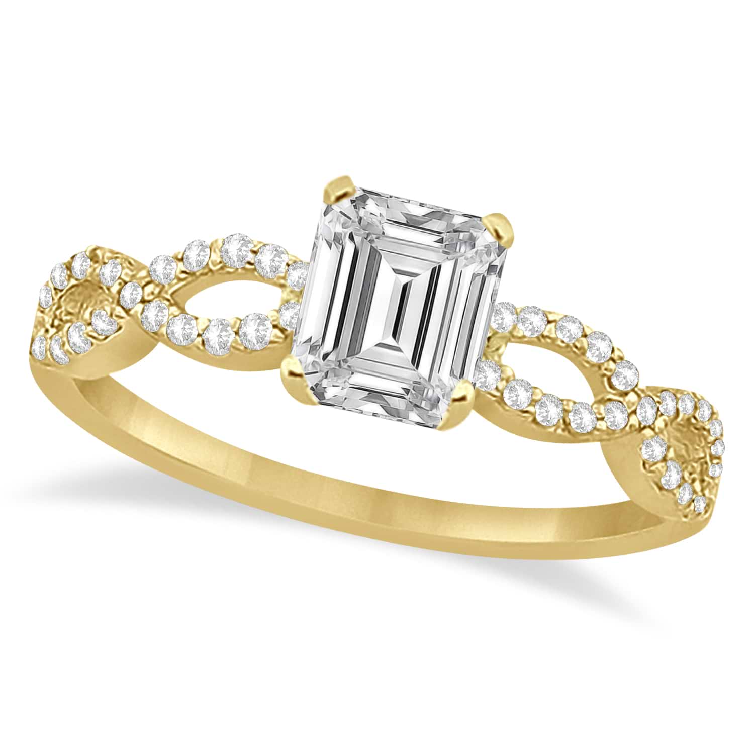 Infinity Emerald-Cut Lab Grown Diamond Engagement Ring 18k Yellow Gold ...