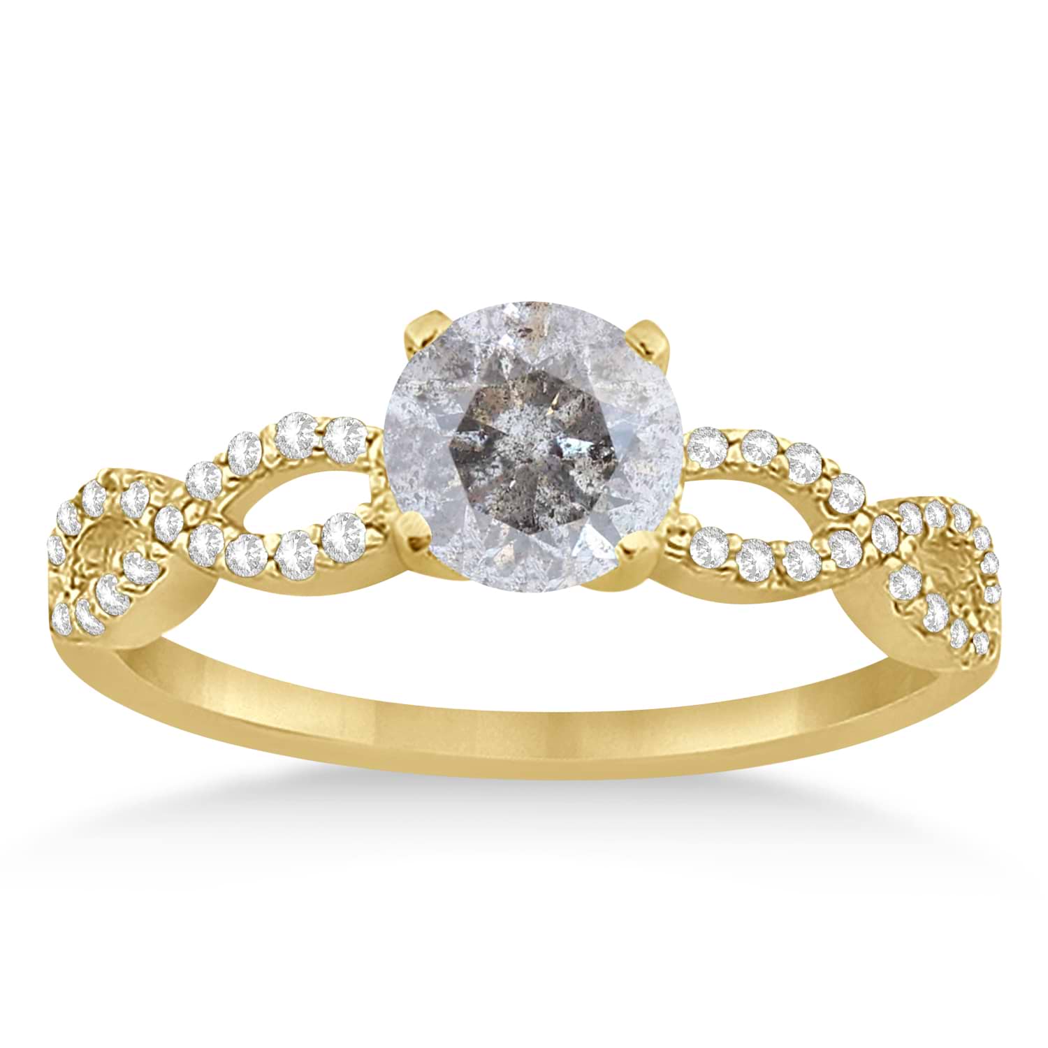 Twisted Infinity Round Salt & Pepper Diamond Engagement Ring 14k Yellow Gold (0.50ct)